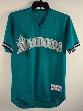 Majestic Mariners Griffey Teal Mesh Baseball Jersey Bottom Panel
